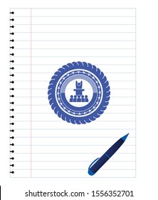 motivational speech icon draw (pen strokes). Blue ink. Vector Illustration. Detailed.