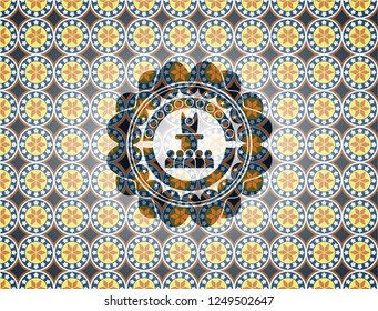 motivational speech icon inside arabesque style badge. arabic decoration.