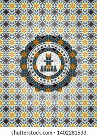 motivational speech icon inside arabesque badge. arabic decoration.