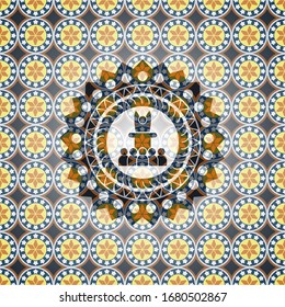 Motivationssprechsymbol im arabischen Emblem. Arabeske Einrichtung.