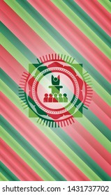 motivational speech icon inside christmas style badge..