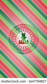 motivational speech icon inside christmas colors style emblem.