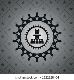 motivational speech icon inside dark emblem