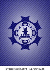 motivational speech icon inside emblem with denim high quality background