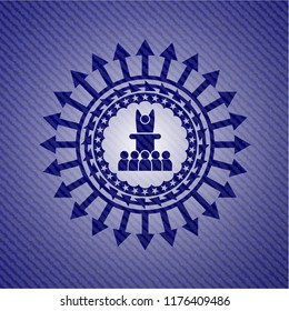 motivational speech icon inside jean background