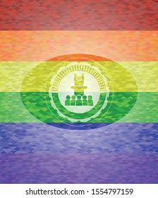 motivational speech icon inside lgbt colors emblem 