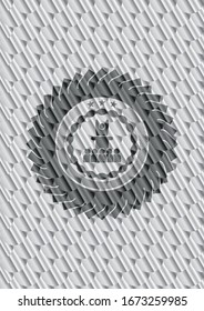 motivational speech icon inside shiny silver emblem. Scales pattern. Vector Illustration. Detailed.