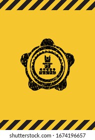 Motivationssprachsymbol in Warnzeichen, schwarzes Grunge-Emblem. Vektorillustration Illustration. Detaillierte Angaben.