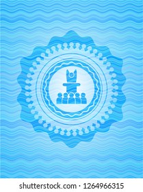 motivational speech icon inside water wave representation emblem background.