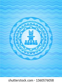 motivational speech icon inside water concept emblem background.