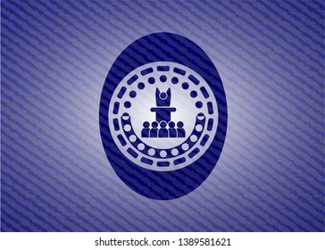 motivational speech icon with jean texture