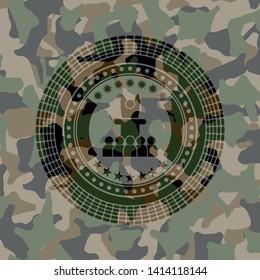 motivational speech icon on camouflaged texture