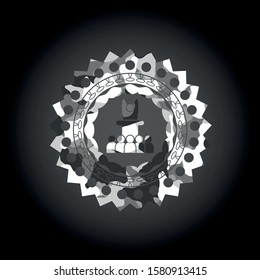motivational speech icon on grey camouflage pattern
