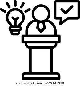 Motivational Speech Icon Outline Vector Illustration