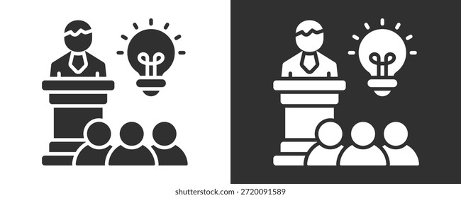 Colección De Vector Del Conjunto Del Icono Del Discurso Motivacional Aislada En Blanco Y Negro