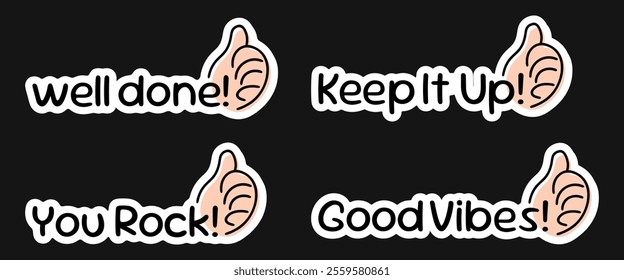 Motivational Stickers with Positive Messages and Thumbs Up