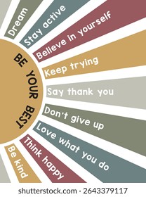 Motivational Sunburst Poster – Positive Affirmations for Personal Growth and Inspiration