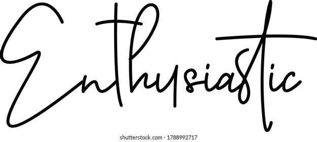 Motivationstext. Nur ein einziges Wort. Druckbarer Grafiktee. Design-Doodle für den Druck. Vektorgrafik. Farbenfroh. Handgezeichneter Kalligrafiestil. Schwarz-Weiß