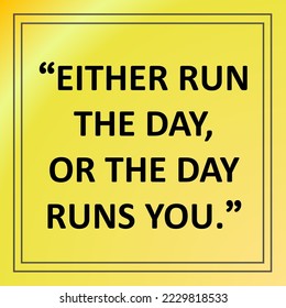 Motivational text and words in a square card, template. black square border.  Yellow background.