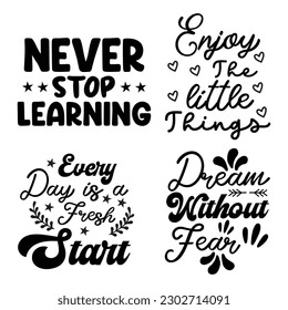 Motivationales T-Shirt Design Paket , Ideenillustration.