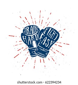 Motivational typographical poster in vintage style. Sport theme. Template for your sticker, banner, apparel, label, badge, business or artworks.