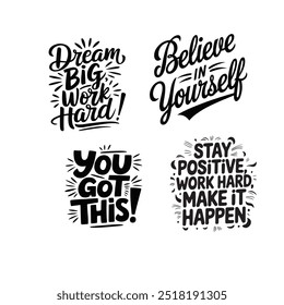 Motivational typography designs set for print on demand products like tshirt design, mug design wall art