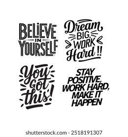 Motivational typography designs set for print on demand products like tshirt design, mug design wall art