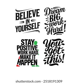 Motivational typography designs set for print on demand products like tshirt design, mug design wall art