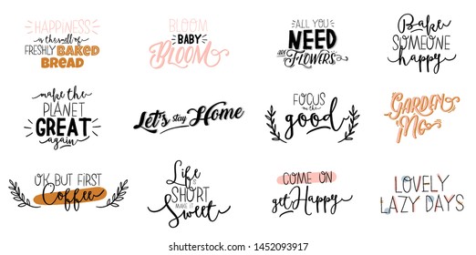 Motivational typography poster with cool quote. Isolated on white background. Focus on the good. Trendy and cute lettering. Perfect for t shirt design, web, posters, stickers, banners, cards. 