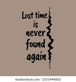 Motivational typography quote with black text on beige background and jagged line