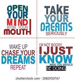 Motivational typography sets for t shirt printing design. 