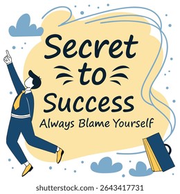 Motivational typography vector featuring the quote 'Secret to Success.' Inspiring design about self-accountability, growth mindset, and personal development. Ideal for posters and business materials.