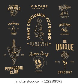 Motivational vintage badge set logo vector