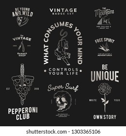 Motivational vintage badge set logo vector