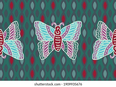 Motive Design. Vector EPS 10. Batik is one of the oldest arts in Indonesia. This design is a development of the batik motif with a butterfly motif