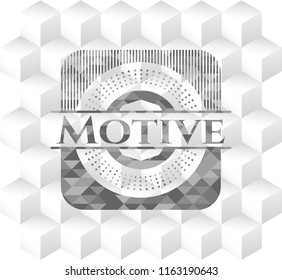 Motive realistic grey emblem with geometric cube white background