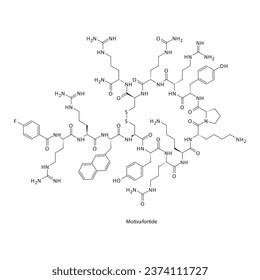 Motixafortide flat skeletal molecular structure CXCR4 antagonist drug used in multiple myeloma treatment. Vector illustration.