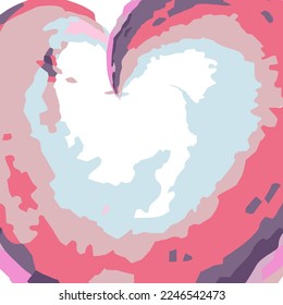 Motley Abstract frame, background texture in the shape of a heart in trendy soft colors. Isolate