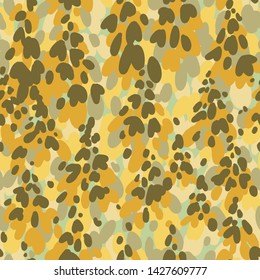 Motley abstract seamless pattern. Multicolor ovals forming flowers petals. Plain silhouettes botanical background. Good for textile and fabric.