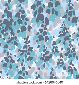 Motley abstract seamless pattern. Multicolor ovals forming flowers petals. Plain silhouettes botanical background. Good for textile and fabric.