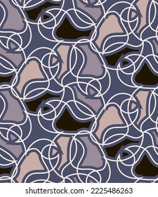 Motley art seamless pattern in beige and gray tones. Vector illustration for print, fabric, cover, packaging, interior decor, blog decoration and other your projects.