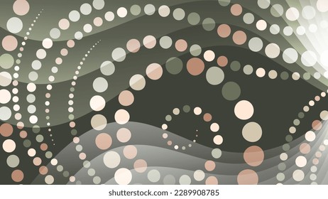  Motley background. Overlapping translucent wavy shapes and curved chains of colorful circles in different sizes. Vector.