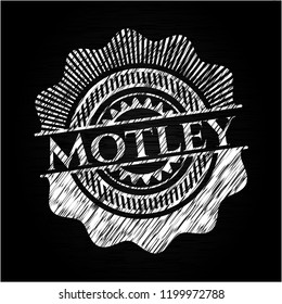 Motley chalk emblem written on a blackboard