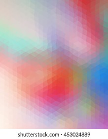 Motley colored polygonal illustration consist of triangles. Origami style. Triangular design. Blue, white, violet, orange, pink, purple,  colors