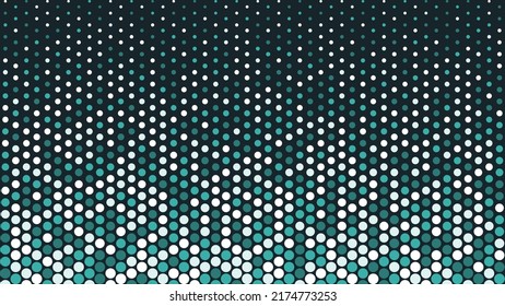 Motley geometric background. White-green circles of different sizes on a dark background. Vector.