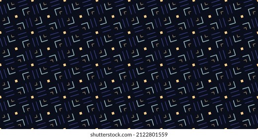 Motley geometric motif twist squares pattern simple line shape abstract continuous background. Small linear element modern lux fabric design textile swatch ladies dress, man shirt all over print block