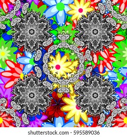 Motley illustration. The elegant the template for fashion prints. Spring floral background with pink flowers. Small colorful flowers. Vector cute pattern in small flower.