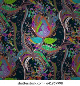 Motley illustration. The elegant the template for fashion prints. Small colorful flowers. Vector cute pattern. Spring floral background.