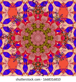 Motley illustration. Small colorful flowers. The elegant the template for fashion prints. Spring floral background with blue, orange and red flowers. Vector cute pattern in small flower.