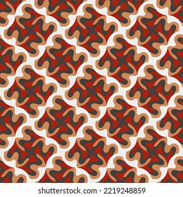 Motley lattice seamless pattern. Overlapping art forms, stripes, polygons, segments are grouped and arranged in a certain order. Vector.
